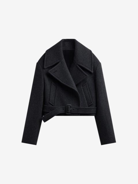 The Frankie Shop Aumale Cropped Wool Peacoat - Charcoal