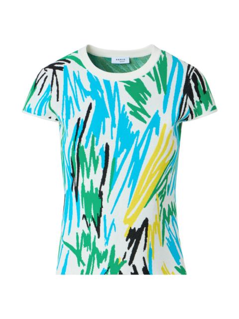 AKRIS Women's Scribble Jacquard Knit T-Shirt - Cream Multi