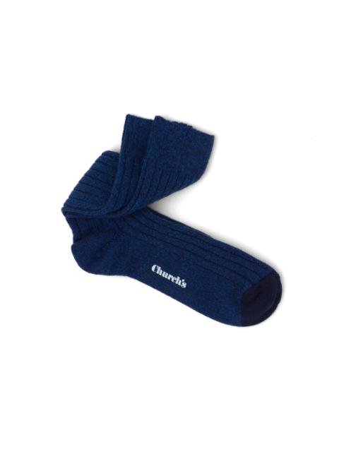 Plain cashmere
Ribbed Short Socks Blue