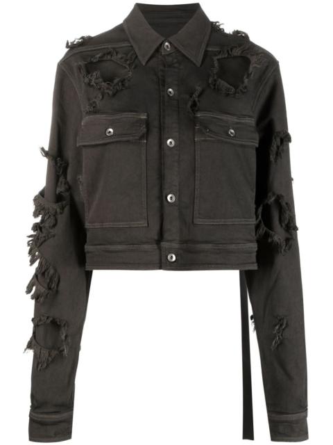 Rick Owens DRKSHDW distressed-effect cropped denim jacket