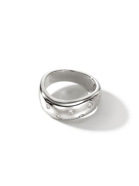 JOHN HARDY Surf Ring, Sterling Silver, Diamonds, Wide