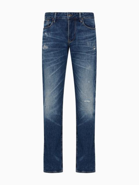 J06 slim-fit, worn-look, stretch-denim jeans