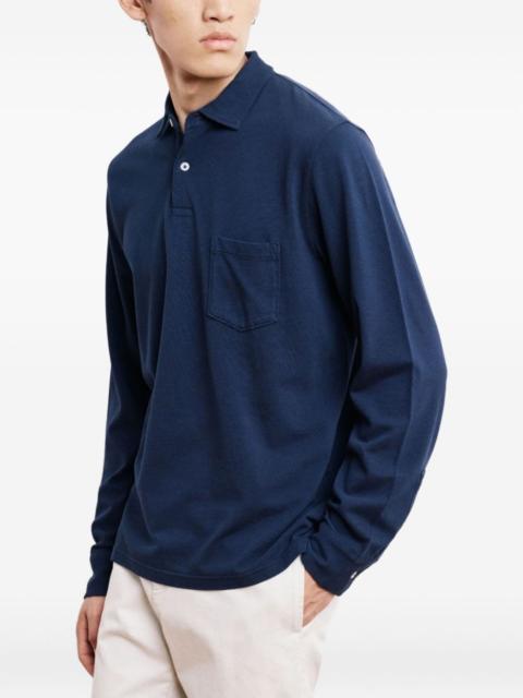 Hartford long-sleeve patch-pocket polo shirt