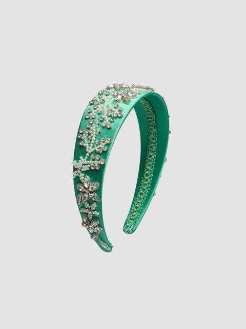 Erdem EMBELLISHED TEXTURED SATIN HEADBAND
