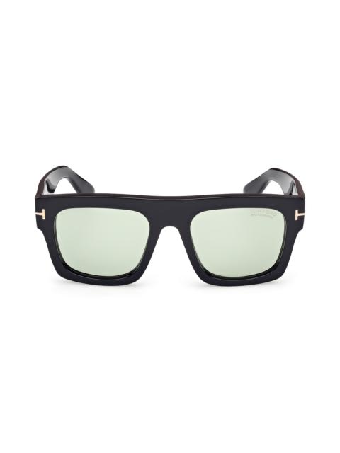 TOM FORD TOM FORD Fausto 53mm Square Sunglasses in Black/Photochromic Green at Nordstrom