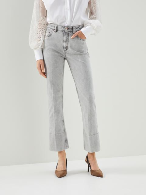 Brunello Cucinelli Comfort denim flared trousers with shiny tab
