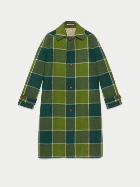 GUCCI Gucci HA HA HA maxi check coat