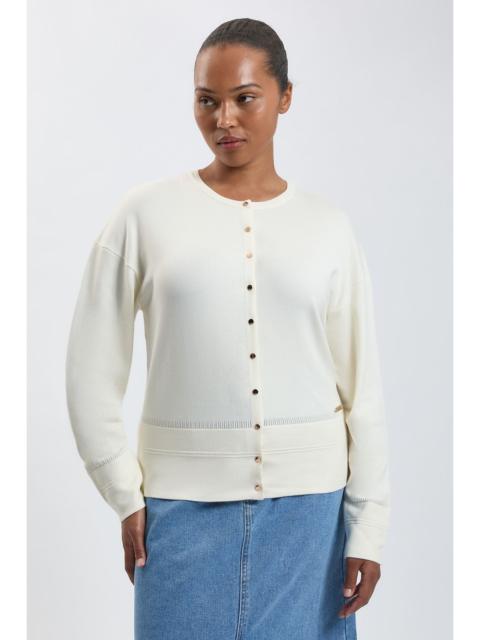 KAREN MILLEN Plus Size Forever Viscose Blend Knitted Stitch Detail Balloon Sleeve Cardigan
