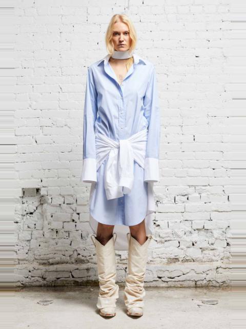 R13 TIE SHIRTDRESS - BLUE AND WHITE