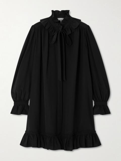 Chloé Pussy-bow Ruffled Organic Silk-crepe Mini Dress