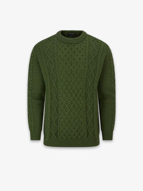 GLOVERALL Men's Aran Jumper Army Green