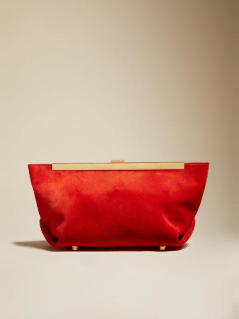 KHAITE The Aimee Clutch in Scarlet Suede