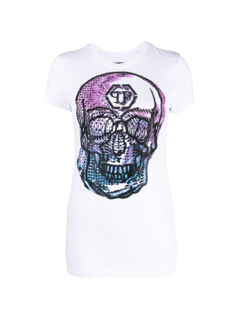 crystal-embellished skull-print T-shirt