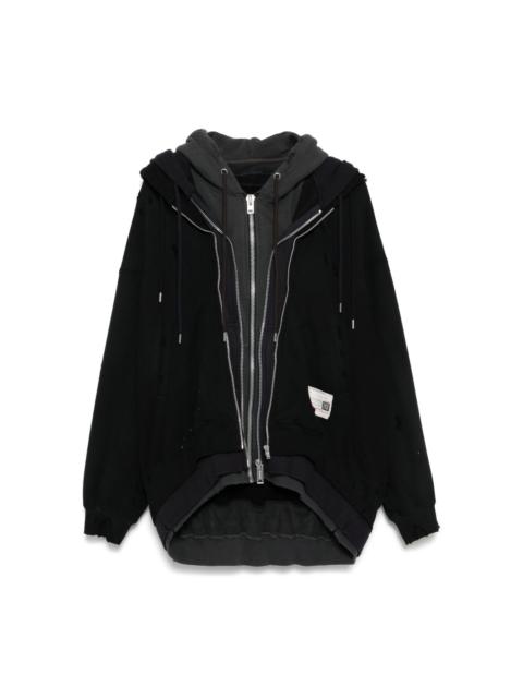 layered zip-up hoodie