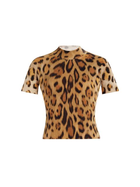 Oscar de la Renta Jaguar Knit Silk-Blend Pullover animal
