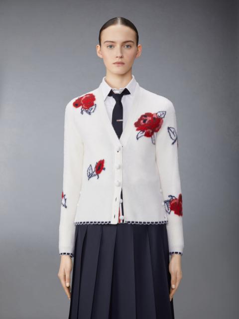 Thom Browne Merino Wool Brushed Rose Cardigan