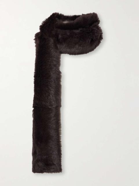 NOUR HAMMOUR Evita shearling scarf Chocolate