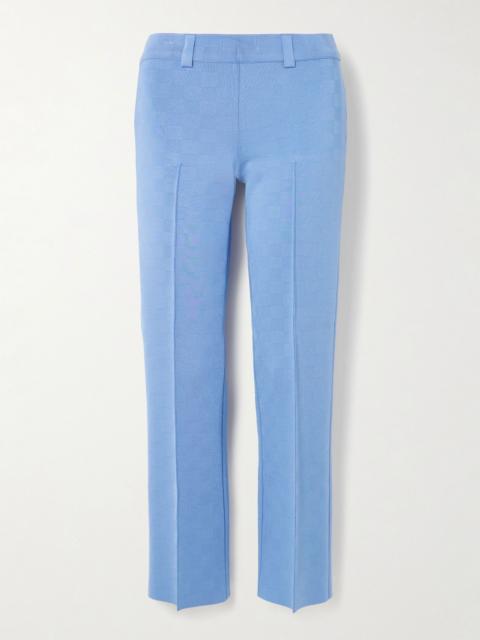 HIGH SPORT NSFW Jules checked jacquard-knit slim-leg pants Blue