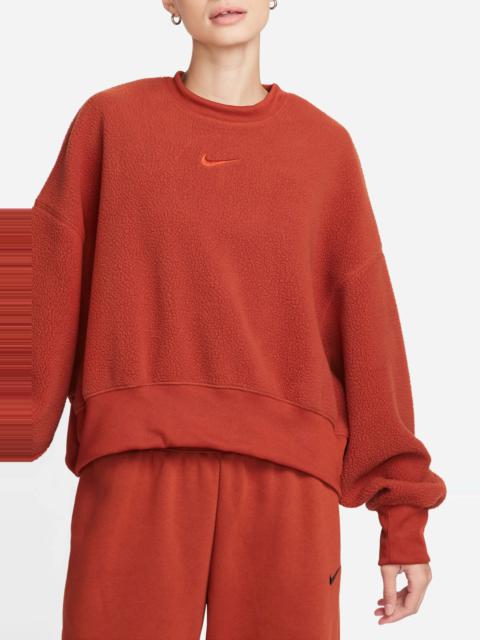 Oversize Fleece Crop Crewneck Sweatshirt in Rugged Orange/Rugged Orange