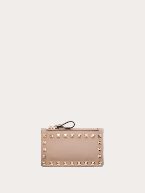 Valentino ROCKSTUD CALFSKIN CARDHOLDER WITH ZIPPER
