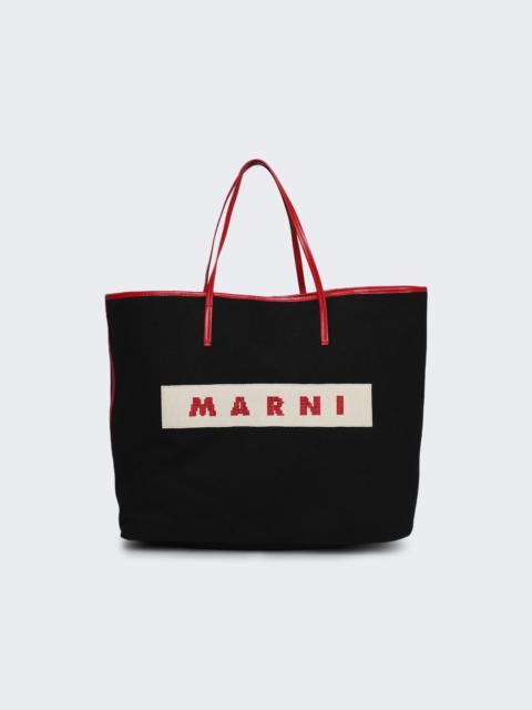 Marni Shopping Tote Black And Burgundy