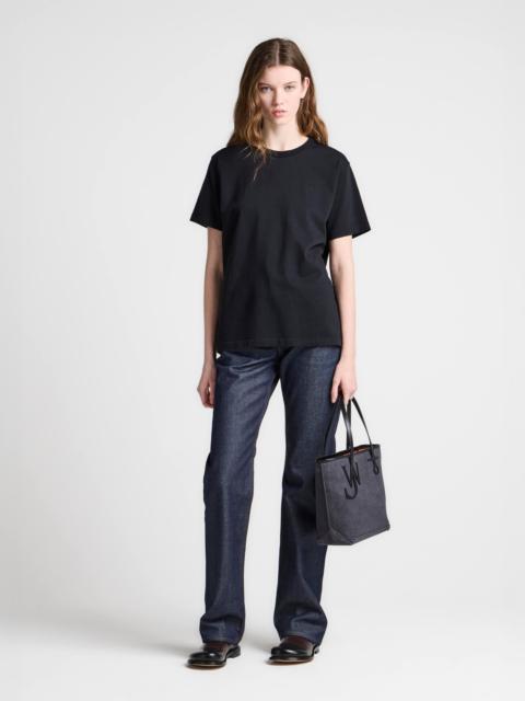 JW Anderson WOMENS EMBROIDERED ANCHOR T-SHIRT IN BLACK