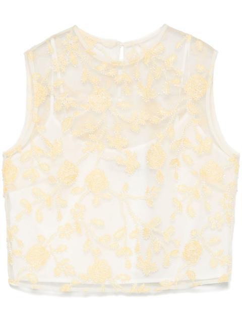 ROTATE flower-embroidered beaded top