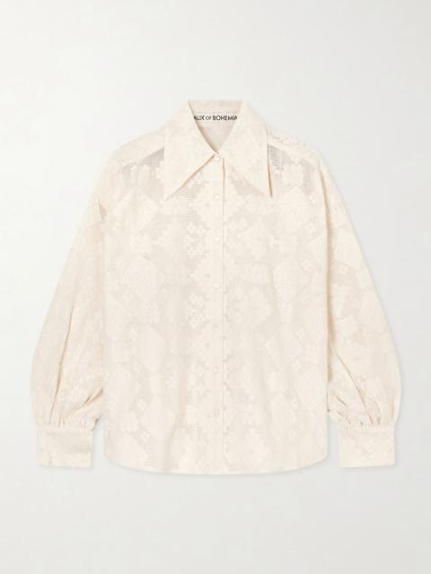 ALIX OF BOHEMIA Margot Tetris cotton-lace shirt Off-white