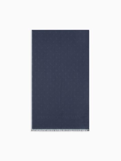 EMPORIO ARMANI MODAL-BLEND JACQUARD STOLE WITH ALL-OVER EAGLE