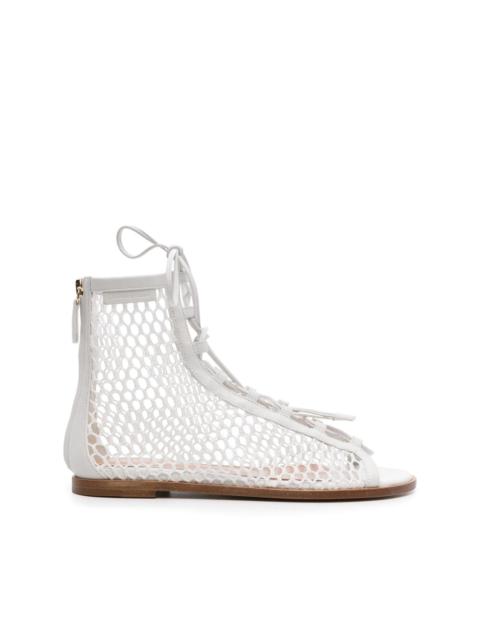ankle-length honeycomb-knit sandals