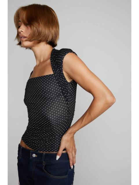 miaou LARA TOP - BLACK AND WHITE POLKA DOT