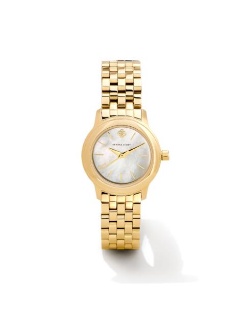 KENDRA SCOTT Alex Gold Tone Stainless Steel 28mm Watch in Ivory Mother-of-Pearl