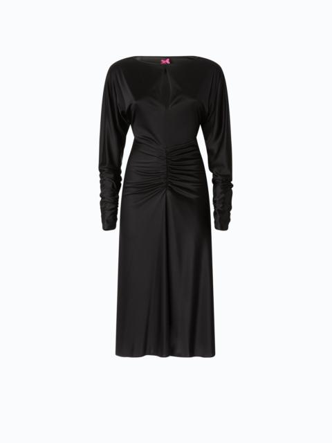 PINKO SATIN-EFFECT MIDI DRESS WITH GATHERING