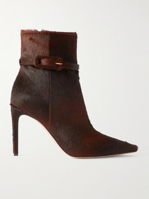 Gianvito Rossi Linsay 95 Buckled Calf Hair Ankle Boots
