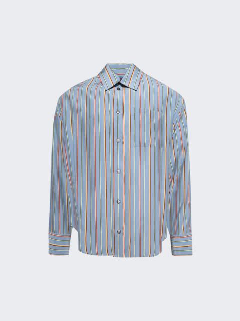 The Elder Statesman Stripe Jacquard Big Shirt Dusty Blue