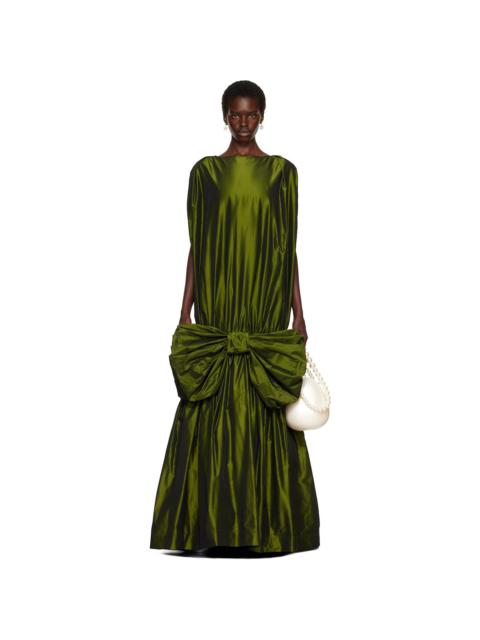 Simone Rocha Khaki Bow Hem Cascade Egg Maxi Dress