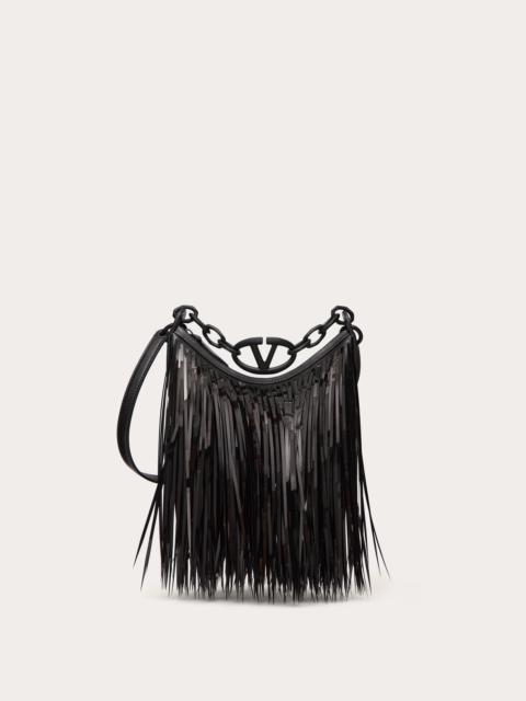 Valentino VLOGO MOON MINI HOBO BAG WITH SEQUIN FRINGES
