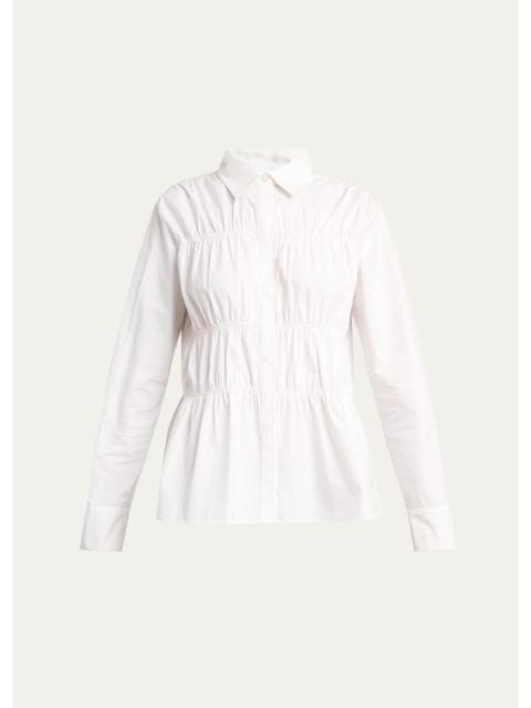 Proenza Schouler Pearl Cinched Cotton Poplin Shirt