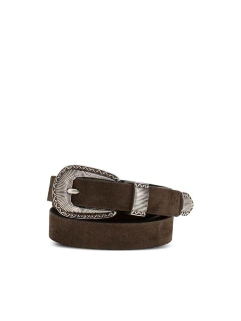Brunello Cucinelli suede prong-buckle belt
