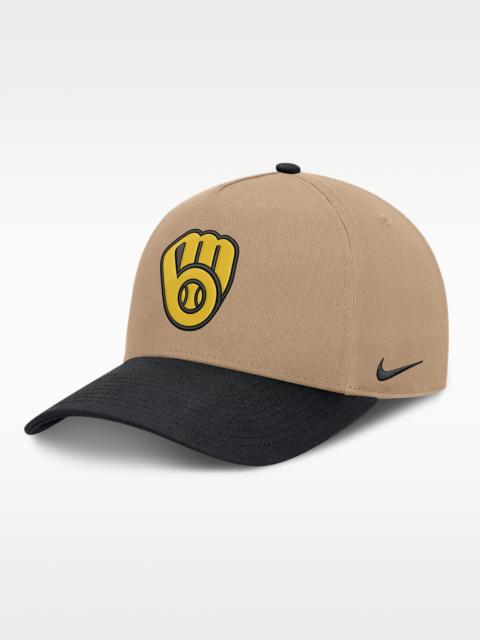 Nike Milwaukee Brewers Rise Men's Nike MLB A-Frame Trucker Adjustable Hat
