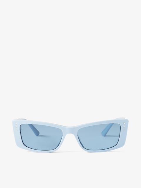 JIMMY CHOO Lexy
Light Blue Rectangular Sunglasses with Crystals