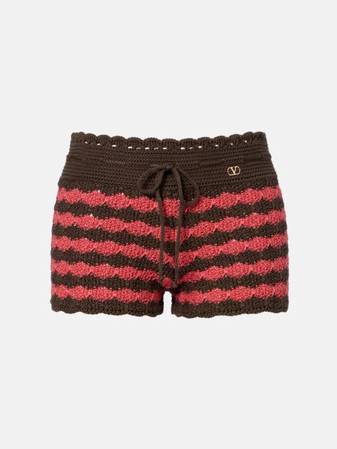 Valentino Striped knitted cotton shorts