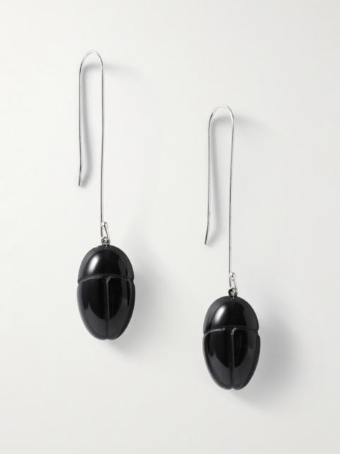 Sophie Buhai Scarab Silver Onyx Drop Earrings