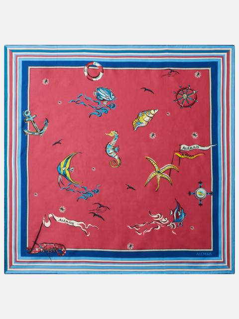ALÉMAIS Printed silk twill scarf