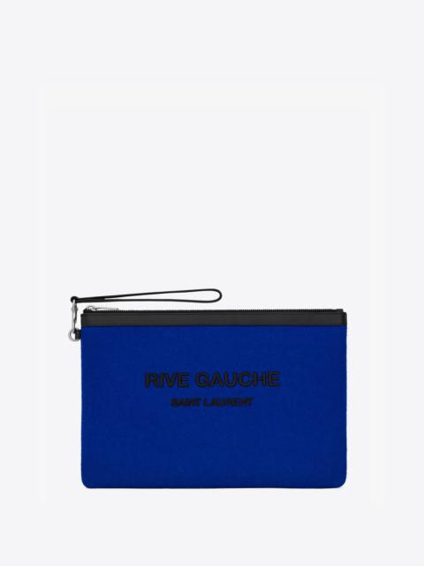 SAINT LAURENT rive gauche zippered pouch in felt and smooth leather