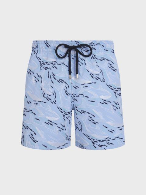 Vilebrequin MEN EMBROIDERED SWIM TRUNKS WHALES OFFSET - LIMITED EDITION