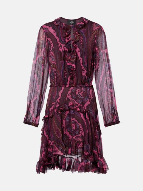 Etro Paisley ruffled silk minidress