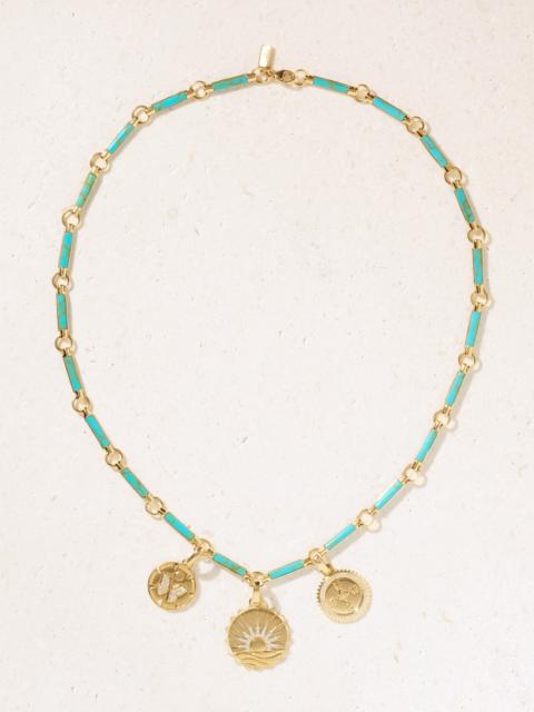FOUNDRAE Element 18-karat Gold, Turquoise And Diamond Necklace