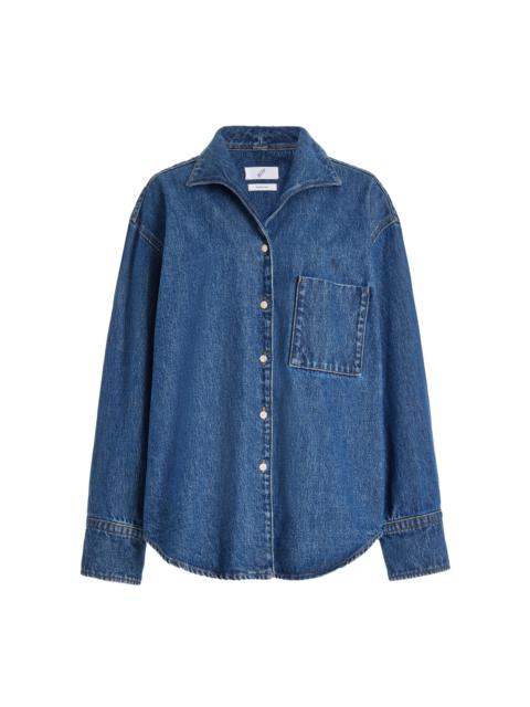 BITE Studios Denim-Trimmed Cotton Shirt blue