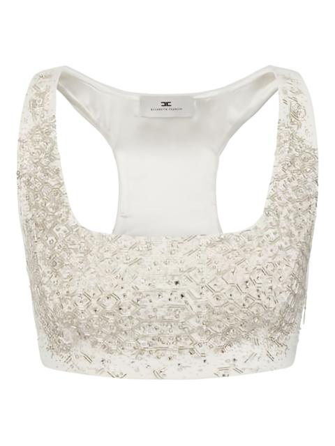 ELISABETTA FRANCHI crystal embroidered racerback top